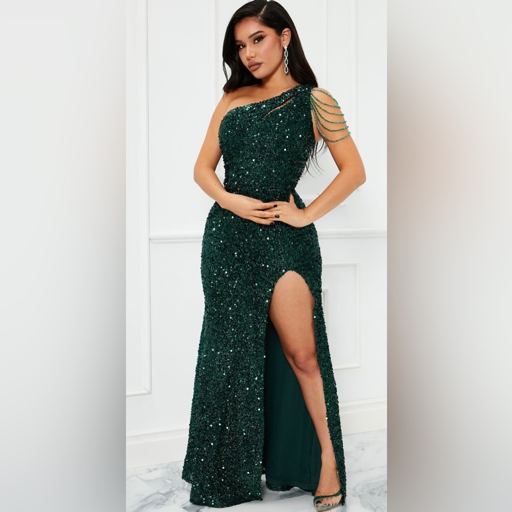 Alice Sequin Gown- Emerald